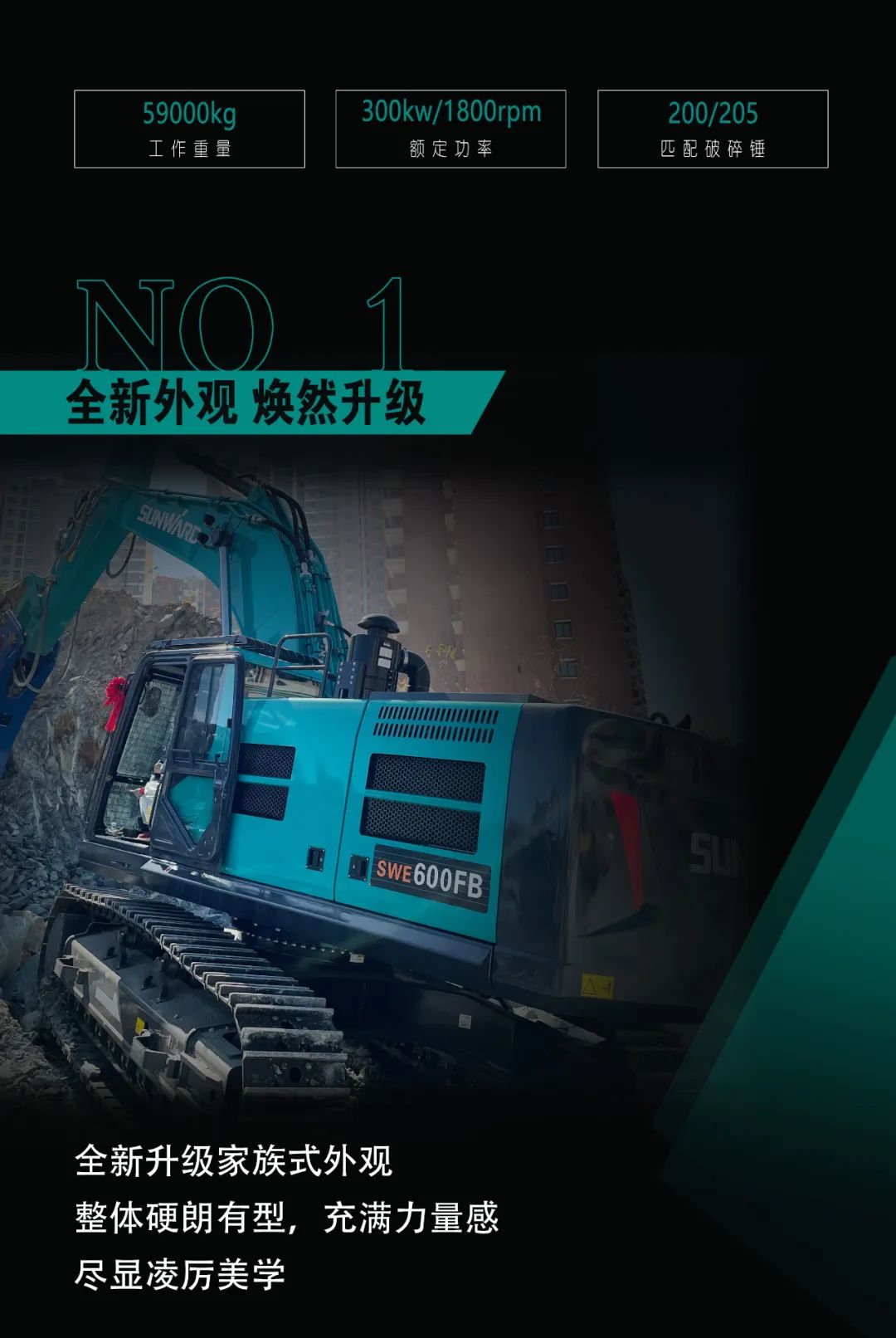 一图读懂 | 专为矿山重载施工而生！122cc太阳成智能SWE600FB破碎锤重磅回归